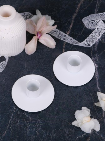 Подсвечник "Круг" белый, набор 2 шт.