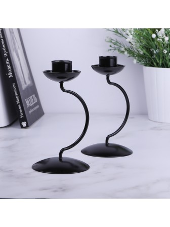 Подсвечник металлический "Моно" черный, набор 2 шт.