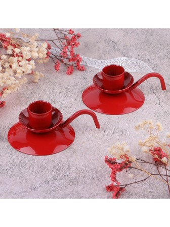 Подсвечник "Ретро" красный, набор 2 шт.