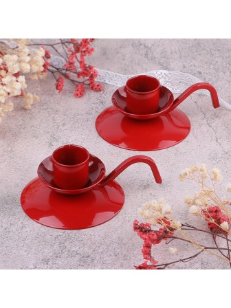 Подсвечник "Ретро" красный, набор 2 шт.