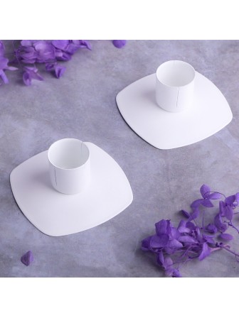 Подсвечник "Квадрат" Омский свечной белый, 2 шт.