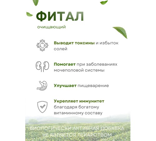 Фитал чай очищающий в пакетиках 20 шт, набор 3 пачки