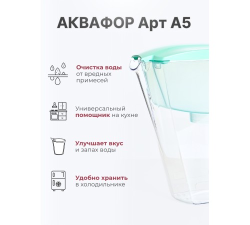 Кувшин фильтр для воды Аквафор Арт мятный