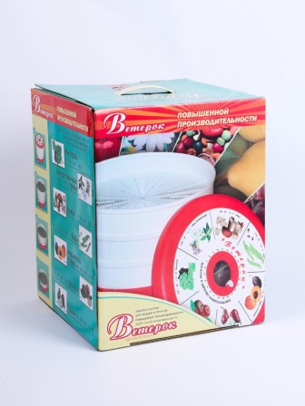 Электросушилка для овощей и фруктов Ветерок 5 поддонов, прозрачная, 500 Вт, цветная упаковка