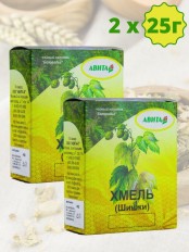 Хмель шишки "Авита" 25 г x 2 шт. при желтухе, бессоннице, гастритах, холецистите, заболеваниях селезенки