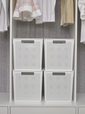 Коробка для хранения квадратная Violet Лофт контейнер без крышки 23 л белый