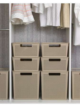 Коробка для хранения квадратная Violet Лофт контейнер без крышки 23 л латте