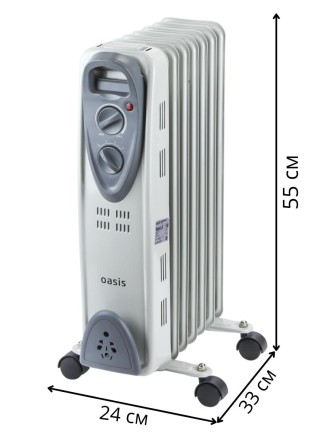 Масляный радиатор Oasis UT-15 1,5 кВт, 7 секций