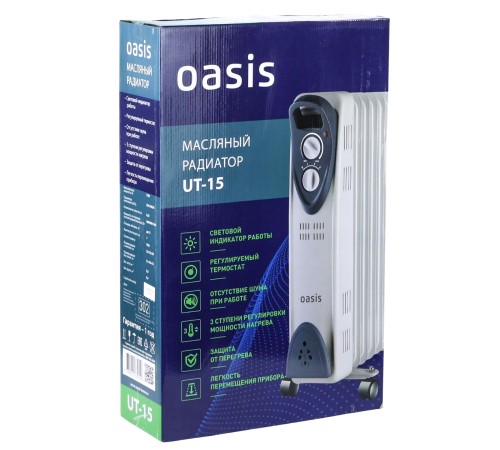 Масляный радиатор Oasis UT-15 1,5 кВт, 7 секций Масляный радиатор Oasis UT-15 1,5 кВт, 7 секций