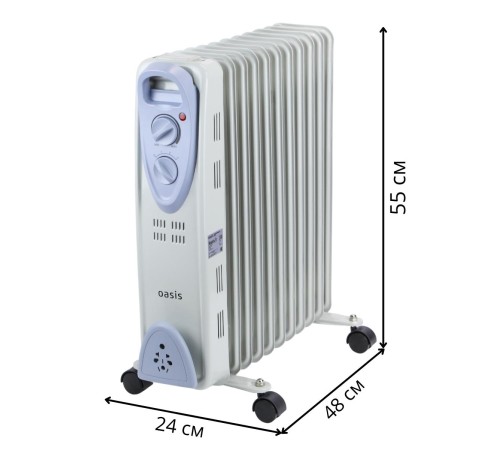 Масляный радиатор Oasis US-25 2.5 кВт, 11 секций Масляный радиатор Oasis US-25 2.5 кВт, 11 секций
