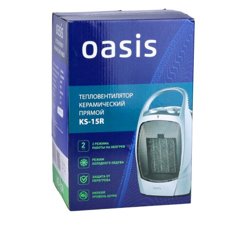 Тепловентилятор керамический Oasis KS-15R 1.5 кВт 2 режима обогрева с ручкой Тепловентилятор керамический Oasis KS-15R 1.5 кВт 2 режима обогрева с ручкой