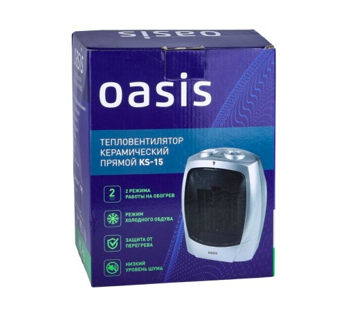 Тепловентилятор керамический Oasis KS-15 напольный 1.5 кВт 2 режима обогрева Тепловентилятор керамический Oasis KS-15 напольный 1.5 кВт 2 режима обогрева