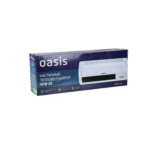 Тепловентилятор настенный Oasis NTB-20 керамический 2 кВт с пультом, таймер