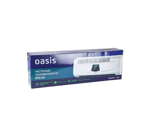 Тепловентилятор настенный Oasis NTD-20 керамический 2 кВт с пультом, таймер, LED-дисплей Тепловентилятор настенный Oasis NTD-20 керамический 2 кВт с пультом, таймер, LED-дисплей