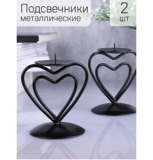 Подсвечник "Гламур" черный Омский свечной, набор 2 шт.