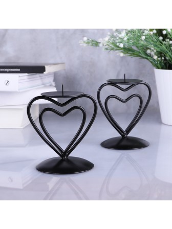 Подсвечник "Гламур" черный Омский свечной, набор 2 шт.