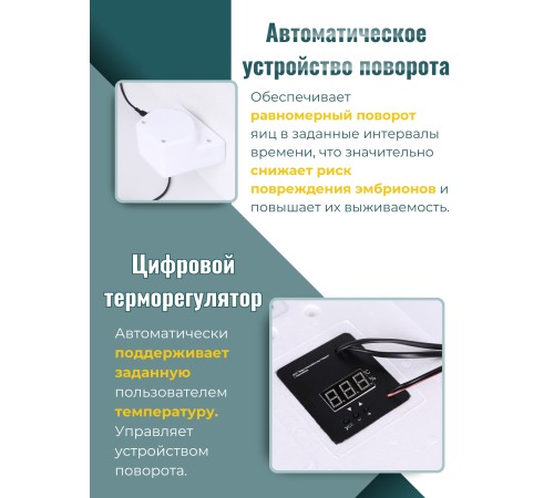 Инкубатор Несушка на 63 яйца куриных автоматический 220/12В цифровой терморегулятор, арт. 46В