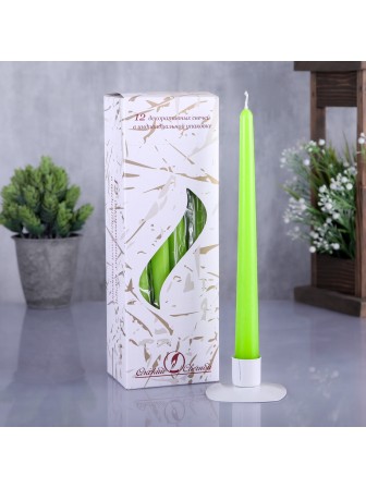 Свечи античные зеленые декоративные 24,5 см Омский свечной 12 шт. в упаковке
