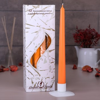 Свечи античные оранжевые декоративные 24,5 см Омский свечной 12 шт. в упаковке