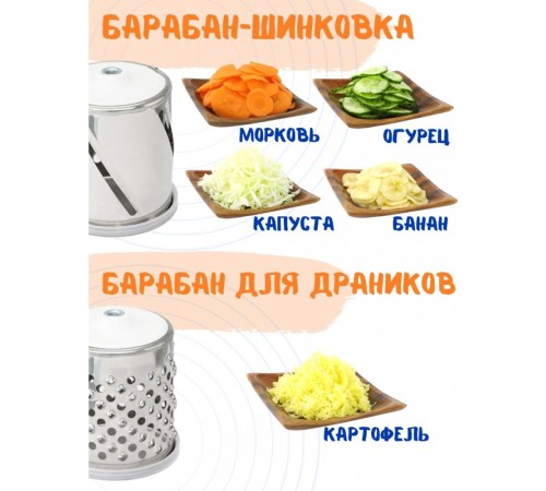 Терка-шинковка ручная Лепсе ТШ-1 для овощей, фруктов, капусты, желтая
