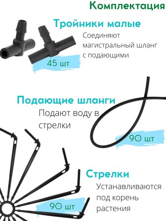 Капельный полив ЖУК от емкости 90 растений, без таймера