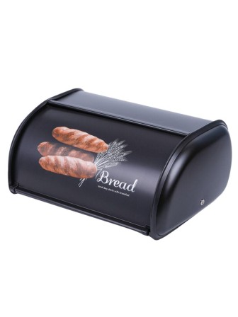 Хлебница с крышкой металлическая Mallony "Хлеб" черная