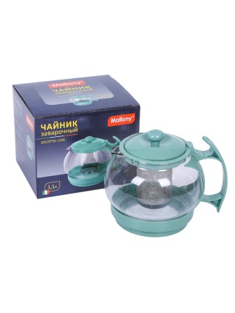 Чайник заварочный MALLONY DECOTTO-1100. 1,1л, с пластик ручкой, фильтр из нерж стали