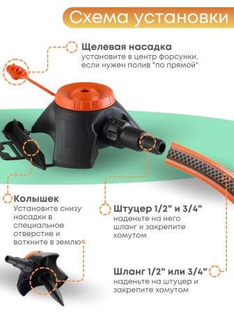 Насадка дождевальная Жук 1/2-3/4 с опорой 5760-00