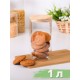 Банка стеклянная с крышкой из бамбука 1 л MALLONY BAMBU для хранения сыпучих продуктов, кофе, чая, круп
