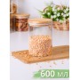 Банка стеклянная с крышкой из бамбука 0.6 л MALLONY BAMBU для хранения сыпучих продуктов, кофе, чая, круп