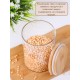 Банка стеклянная с крышкой из бамбука 0.6 л MALLONY BAMBU для хранения сыпучих продуктов, кофе, чая, круп