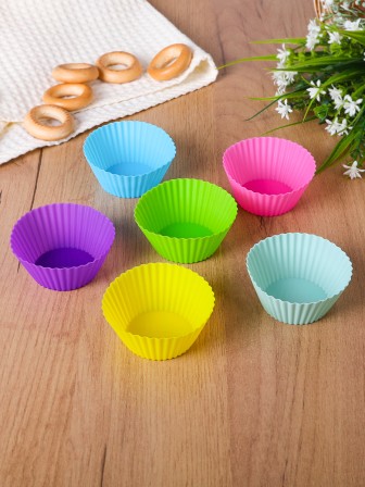 Силиконовая форма для выпечки кексов, печенья MALLONY ROSEO, набор из 6 формочек