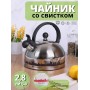 Чайник для плиты со свистком 2,8 л капсульное дно MALLONY MAL-CITY-01 с рисунком, меняет цвет при нагревании