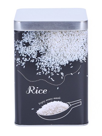 Банка для хранения металлическая с крышкой 1 л MALLONY "Рис" квадратная