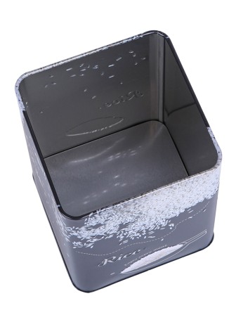 Банка для хранения металлическая с крышкой 1 л MALLONY "Рис" квадратная