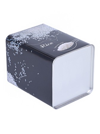 Банка для хранения металлическая с крышкой 1 л MALLONY "Рис" квадратная