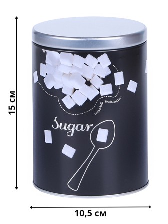 Банка для хранения металлическая с крышкой 0,9 л MALLONY "Сахар" круглая