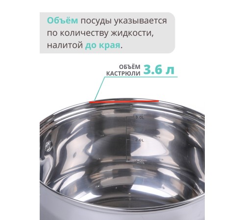 Кастрюля из нержавеющей стали 3,6 л с крышкой  Mallony MENTOLO капсулированное дно