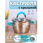 Кастрюля из нержавеющей стали 2,1 л с крышкой  Mallony BRAVO для индукционной плиты