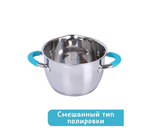 Кастрюля из нержавеющей стали 2,1 л с крышкой  Mallony BRAVO для индукционной плиты