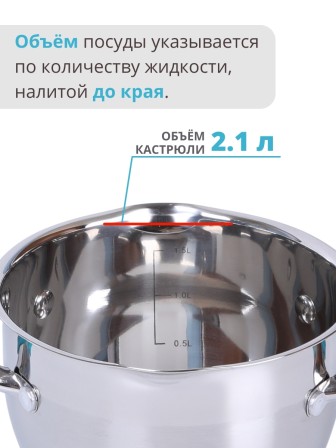 Кастрюля из нержавеющей стали 2,1 л с крышкой  Mallony BRAVO для индукционной плиты