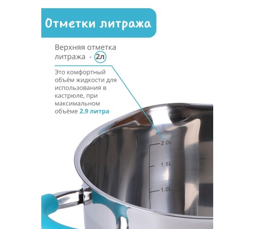 Кастрюля из нержавеющей стали 2,9 л с крышкой  Mallony BRAVO капсулированное дно