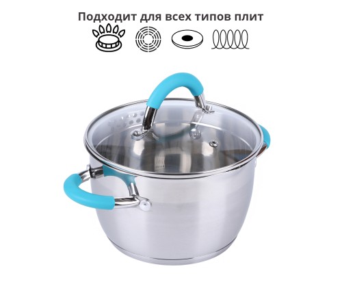 Кастрюля из нержавеющей стали 2,9 л с крышкой  Mallony BRAVO капсулированное дно