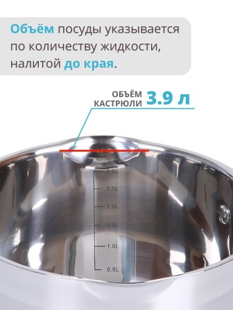 Кастрюля из нержавеющей стали 3,9 л с крышкой  Mallony BRAVO капсулированное дно