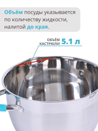 Кастрюля из нержавеющей стали 5,1 л с крышкой  Mallony BRAVO капсулированное дно