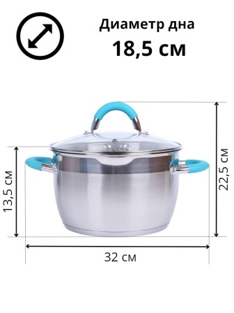 Кастрюля из нержавеющей стали 5,1 л с крышкой  Mallony BRAVO капсулированное дно