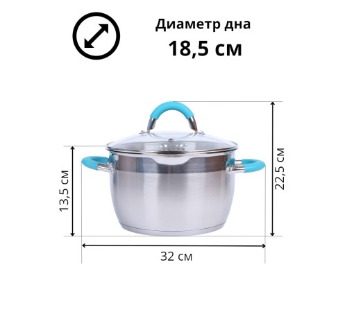 Кастрюля из нержавеющей стали 5,1 л с крышкой  Mallony BRAVO капсулированное дно