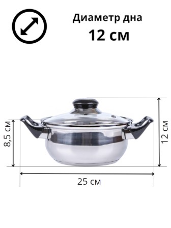 Кастрюля из нержавеющей стали с крышкой Mallony BAK-01, капсулированное дно