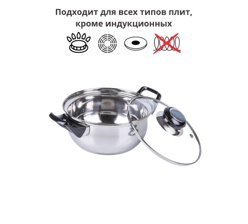 Кастрюля из нержавеющей стали с крышкой Mallony BAK-02, капсулированное дно