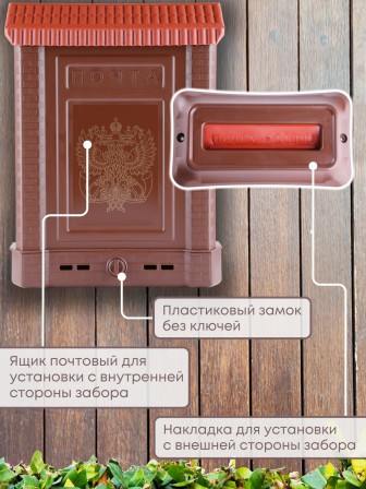 Ящик почтовый внутренний с пластиковой накладкой